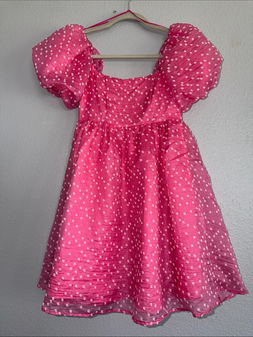 Allison + Kelly Pink Puff Sleeve Mini Dress | Size Small